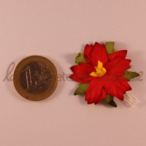 Poinsettia – fleur complète 1″ (2.5cm) – Lot de 2 – Rouge